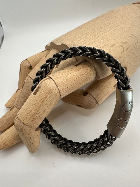Armband matt ,Leder,Edelstahl