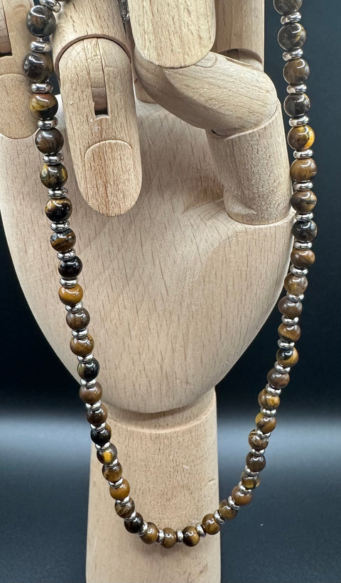 Chain stainless steel, tiger eye