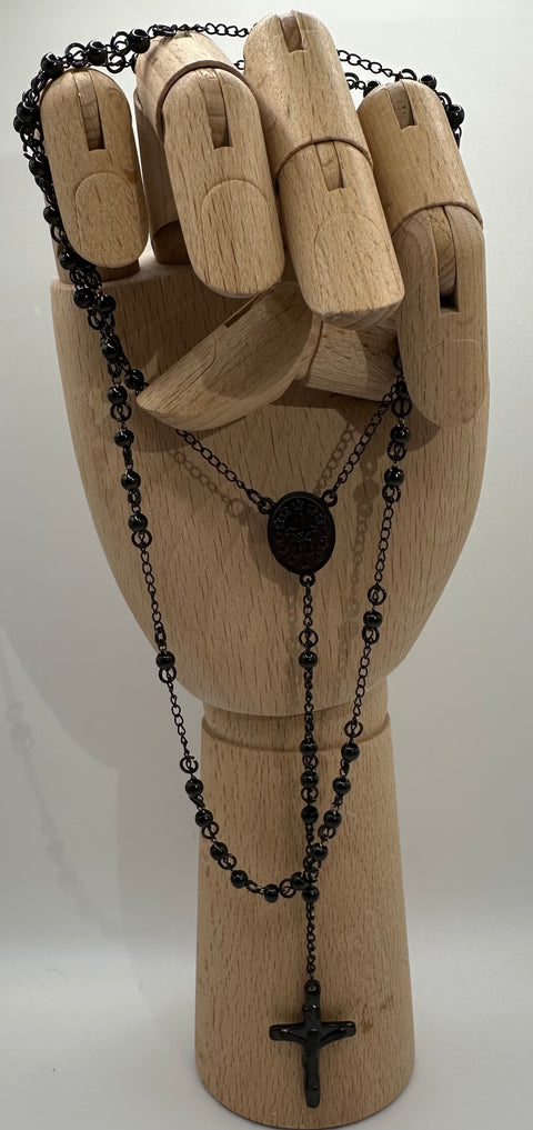 rosary chain, stainless steel, black
