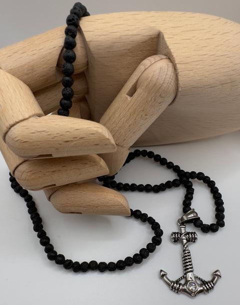 Chain lava stone, stainless steel, anchor